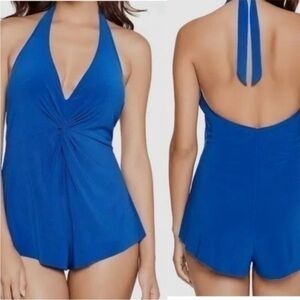 Magicsuit Blue Halter One Piece Swim Romper Size 14